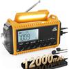 ROCAM 12000 mAh Radio Portatile Energia Solare di Emergenza,AM/FM//SW Radiolina Portatile, SOS, Ricaricabile,Lampada da Lettura, Usb/Tipo C,Torcia, Sopravvivenza Impermeabile