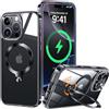 HaloArt 360° Girevole Supporto Magnetica Cover per iPhone 16 Pro Max [Stabile CD Anello Supporto per MagSafe] [N.1 Potenza Magnetica & Protezione Militare] Custodia Protettiva Antiurto Sottile, Nero