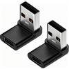 GleamGlide 2 adattatori da USB A a USB C, a forma di L, adattatore ad angolo di 90 gradi, da USB A maschio a femmina, per gestione dei cavi salvaspazio, compatibile con laptop, PC, caricabatterie nero