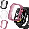 iVoler 3 Pezzi Clear Cover con Pellicola Protettiva per Xiaomi Redmi Watch 6 / NFC, Copertura Completa Custodia Anti-Graffio Ultra Sottile Morbida TPU Case, Trasparente + Nero + Rosa