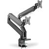 DIGITUS Supporto per monitor - Morsetto e molla a gas - 2 schermi - Fino a 35 pollici - Fino a 2x 15 kg - VESA 75 e 100 - Nero