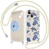 Niokfrci Estivi Magnetica Cover per iPhone 14 6,1'' con Cordino, Cellulare Aesthetic Tartaruga Motivo Disegno Silicone Beige Compatibile con MagSafe Case Corda con Laccio Antiurto Fotocamera Custodia