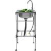 NIGORIY Lavello indipendente in acciaio inox con 1 lavello, lavello da campeggio con mobile inferiore, capacità di carico di 60 kg, lavello da campeggio esterno, lavello mobile ideale per
