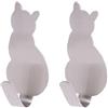 Haorw 4 ganci per asciugamani, design gatto, max 0,5 kg, gancio per accappatoio, gancio da parete, in acciaio inox, per bagno e cucina, Argento