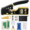 HENSHOW Pinza Crimpatrice RJ45/RJ11 Passante per Connettori, Strumento Ethernet CAT5/CAT6 con Tester Cavi di Rete e 50 Connettori Cat6 e Coperture