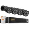 Anlapus H.265+ Kit Videorveglianza Esterna 2MP FHD 1080P, DVR 8CH 500GB, Rilevamento IA Persone & Veicoli, Avviso Istantaneo & APP 0, Sorveglianza Domestica 24/7, Telecamera Bullet Nero