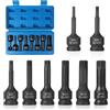 EFUTURETIME Set di 8 Chiavi XZN Millerighe 1/2, M5, M6, M8, M10, M12, M14, M16, M17, M18, Inserti XZN Maschi per Attrezzi a Percussione con Scatola, Cr-Mo, Chiavi a Bussola Multidente
