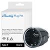 Shelly Plug PM Gen3 Nero - Presa Smart Wi-Fi, consumo Elettrico, Senza Funzione di Commutazione, Misurazione della Potenza 16A 3680W, Timer, Smart Home, Alexa & Google, Nessun Hub Richiesto