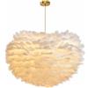 GUANSHAN Lampada a sospensione con paralume in piuma naturale bianca intrecciata a mano, romantica, lampada da soffitto decorativa per camera da letto e soggiorno.