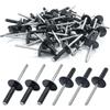 Alethron 50 rivetti ciechi antracite, rivetti in alluminio nero con testa grande, 4 x 12 mm, colore antracite, rivetti ciechi, DIN 7337, rivetti in alluminio e mandrino in acciaio per rivetti ciechi