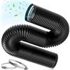 Warmfay Tubo di ventilazione in alluminio e PVC, 100 mm, 2 m, tubo di sfiato flessibile per asciugatrice, colore nero, con 2 morsetti in acciaio inox, per asciugatrice, cappa aspirante