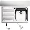 Fhuller LG791LVSA ● Lavello Incasso Cucina FHULLER Mod.LAGUNA 79x50 1 Vasca Destra e Gocciolatoio Sinistro, Spessore Acciaio 7/10 con Vasche Profonde H 19,4 Ralizzato in Acciaio Inox Antigraffio Made in Italy