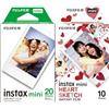 Fujifilm instax mini film 10 shot pack, bordo CUORI & 16386016 Instax Mini Film Pellicola Istantanea per Fotocamere Instax Mini, Formato 46x62 mm, Confezione da 20 Foto