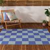 furn. Checkerboard Tappeto - Riciclato Interno/Esterno Reversibile Quadrierboard Resistente Alle Intemperie Facile Da Pulire Tappeto (Blu - 120x180cm)