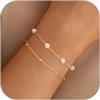 Meteorstarry Bracciale di perle da donna in oro/argento 925, personalizzato, doppia perla per braccialetti, gioielli, piccolo regalo di compleanno per donne, ragazze, fidanzate, mogli, Taglia unica