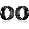 Vankula Dilatatori Lobo Double Flared tunnel dilatatore orecchie Design Martellato in Acciaio inossidabile lobi piercing espansori Gioielli Uomo Donna 14mm(9/16) Nero
