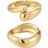 Yowivon Braccialetti Rigidi d'Oro per Donna, Set di 2 Bracciali a Goccia, Bracciali Impilabili con Cerniera, Polsino in Grassetto Non Appannato, Regalo di Gioielli per Natale/San Valentino/Compleanno