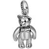 ForFox Ciondolo orso orsacchiotto teddy bear in argento sterling 925 per uomo donna,35mm