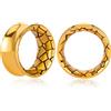 Vankula Dilatatori Lobo Double Flared tunnel dilatatore orecchie Design a Serpente in Acciaio inossidabile lobi piercing espansori Gioielli Uomo Donna 16mm(5/8) Oro