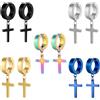 JewelryWe Orecchini Finti con Pendente Croce: Orecchini con Clip Non Piercing sull'orecchio Falso 5 paia Colorati