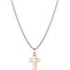 U7 Collana Donna Croce Placcato Oro Rosa Catena Veneziana Taglia Piccola
