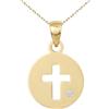 L'Atelier d'Azur Collana con ciondolo in oro e diamante, con medaglietta a croce, per donna o bambino