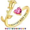 TINGN Regalo di San Valentino per ragazze e donne, anello a forma di cuore regolabile in oro 14 carati con pietra portafortuna, delicato anello di rosa, resistente all'ossidazione, regalo di