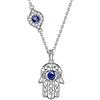 Aurora Tears Collana in argento Sterling 925 con ciondolo a forma di mano di Fatima, con ciondolo a forma di occhio di Fatima, con zirconia cubica, regalo per donne, one size, Metallo, Zirconie