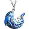 DUOWEI Cute Cat Gifts Collana con gatto smaltato per donne, ragazze, amanti dei gatti, ciondoli di compleanno (Balena Blu)