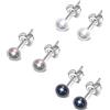 Treasure Bay TreasureBay - Orecchini a perno da donna con perle d'acqua dolce da 5 mm, in argento 925, Perla, Perla