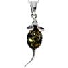 SilverAmber Jewellery Noda 568 - Ciondolo a forma di topo in vera ambra baltica e argento Sterling, senza catenina, Pietra Argento sterling Resina, Ambra