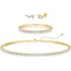 Diamday Set di Gioielli per Donna Ipallergenico Collana Tennis Bracciale Orecchini Argento 925 Orecchini a Lobo Regali di Gioielli per Matrimonio Damigelle Prom Accessori per Abiti