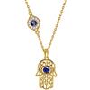 Aurora Tears Collana in argento Sterling 925 con ciondolo a forma di mano di Fatima, con ciondolo a forma di occhio di Fatima, con zirconia cubica, regalo per donne, one size, Metallo, Zirconie