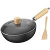 Sharplace Wok Pan Flat Botthy Piatto Multifunzionale Da 7 Pollici di Ferro Wok Senza Rivestire Pane Friggi per Cucina, con Coperchio