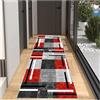 BORKOY Tappeto Cucina Passatoia Antiscivolo Lavabile 40x200cm Rosso Grigio Geometrico Pelo Corto per Corridoio Soggiorno Camera da Letto Ingresso Bagno -Moderno Morbido Runner Lungo Facile da Pulire