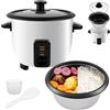kisidus Cuociriso piccolo con funzione di mantenimento al caldo, 0,6 litri, mini fornello elettrico, rivestimento antiaderente, con pentola interna e coperchio, misurino cucchiaio da riso, 300 W