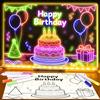 Flouricelline Tavola da disegno a LED, per bambini, con 15 fogli di carta da paura bifacciale (30 schizzi), 7 pennarelli a colori, supporto regolabile, lavagna con colori, lavagna per appunti creativa, giocattolo