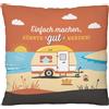 GRUSS & CO Cuscino di peluche con motivo e scritta in mare, 25 cm x 25 cm, in materiale riciclato, regalo, compleanno, viaggio, viaggio