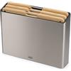 Joseph Joseph Folio Set di 3 Taglieri da Cucina in legno di bambù, Antiscivolo, con Custodia in Acciaio Inox, Grande