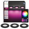 Philips Hue Slim Downlight, Plafoniera LED da Incasso, 1000 lm, 90 mm, Sottile, Luce Diurna 1.000 K-20.000 K, Regolazione Ultrabassa, Colore Preciso, Illuminazione Intelligente, Nero, 3 Pezzi