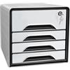 CEP - Schedario smoove Secure, 4 cassetti, bianco/nero