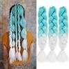 JIAMEISI Jumbo, extension per capelli intrecciati (azzurro/bianco ombré, 61 cm/24 pollici (confezione da 3)
