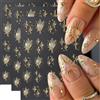 Zosutetoxo 3 Fogli Adesivi per Unghie a Stella 5D con Design a Rilievo Dorato e Strass a Cuore per Accessori Manicure Fai-da-te