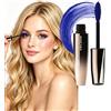 Lestpola Mascara voluminoso blu, in fibra di seta, impermeabile, per ciglia lunghe e piene, effetto ciglia finte, durevole e resistente alle sbavature, con grande spazzola in silicone, 14