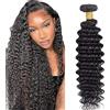Salharer Ciocche di capelli veri, da cucire, per capelli umani, a doppio strato, 1B, colore nero naturale, per donna, 32 pollici