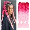 JIAMEISI Jumbo, extension per capelli intrecciati (rosa rosa ombré, 61 cm/24 pollici, confezione da 3 pezzi)