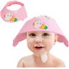 HOGOYE Cuffia per baby shower, morbida e regolabile, per bambini, con visiera, per shampoo, protezione per capelli, per bambini (coniglio rosa)