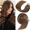 YDDM Extension Capelli Veri Biadesivo 20pcs 60cm 50g Marrone cioccolato extension biadesive capelli veri Tape In Extension Capelli Veri Extension Adesive Capelli Veri(24inch,4#)