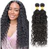 Salharer Ciocche di capelli umani da cucire, 2 fasci di capelli Remy, colore nero naturale per donna 22 24 pollici