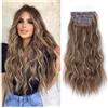 jianjunchaling Extension for capelli con clip, 4 pezzi, for testa intera, 20 pollici, capelli sintetici ricci e ondulati, naturali, for donne Wear and Go(Brown Mix Blonde)